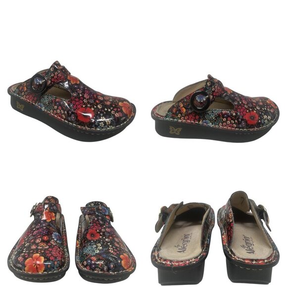Alegria Donna Midnight Garden Patent Leather Floral Platform Slip On Clogs 7 - Picture 12 of 13